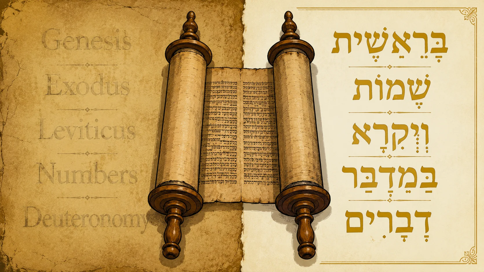 The Five Books of Moses — Hebrew names Bereshit Shemot Vayikra Bamidbar Devarim
